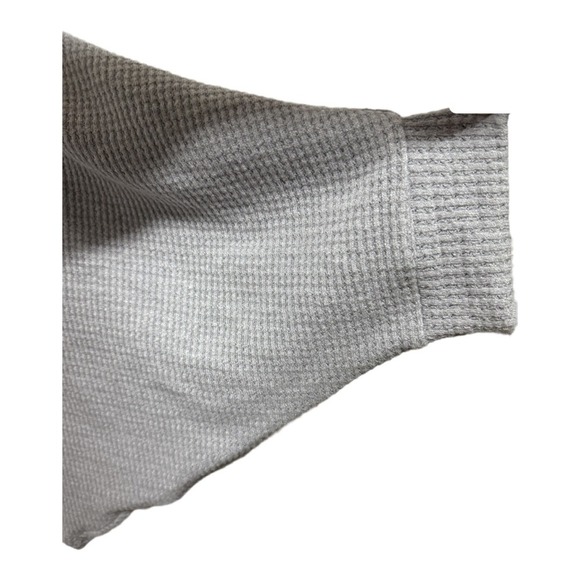 Anthropologie THML Waffle Knit Solid Gray Batwing Cropped Sweater Size Medium - Picture 5 of 6
